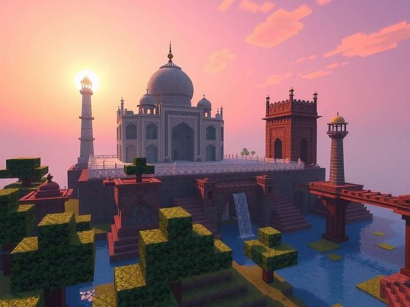 Minecraft PC gameplay showing a detailed built castle and landscape