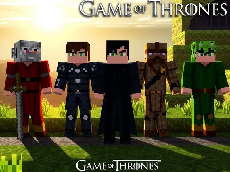 Minecraft characters dressed as Game of Thrones heroes like Jon Snow and Daenerys Targaryen