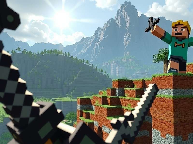 Screenshot from Minecraft Caves & Cliffs update trailer showing dramatic new terrain