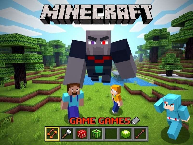 Group of friends playing Minecraft together on different devices