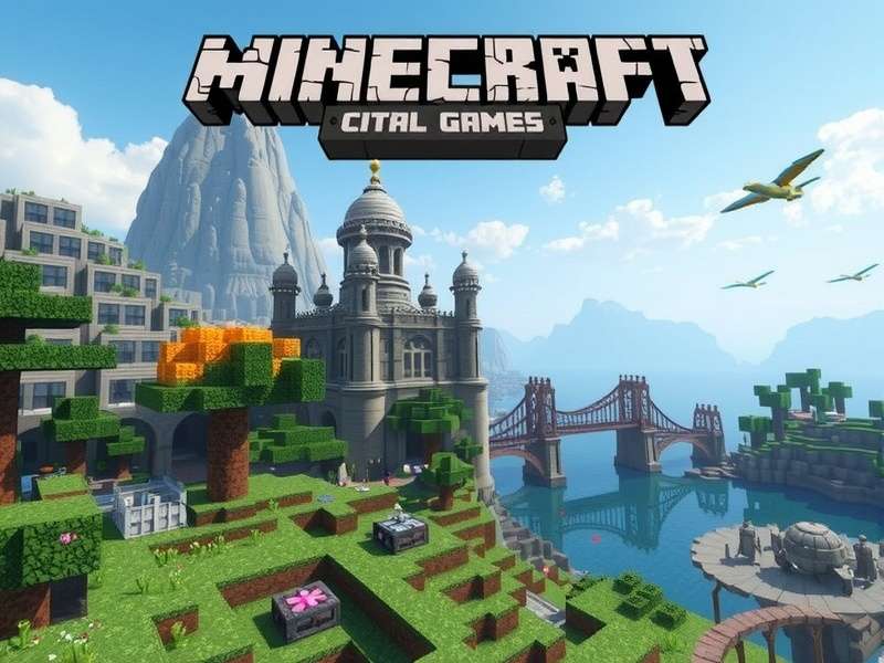 A vibrant Minecraft online server showing players building together