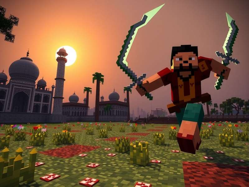 Minecraft PVP Battle Scene with Players Fighting