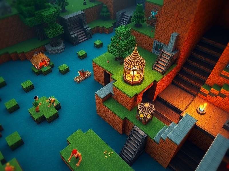 Player exploring a vast Minecraft landscape with mountains and forests