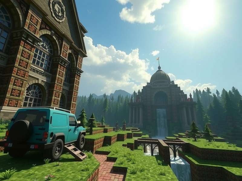 Comparison of default Minecraft textures vs cinematic trailer texture pack