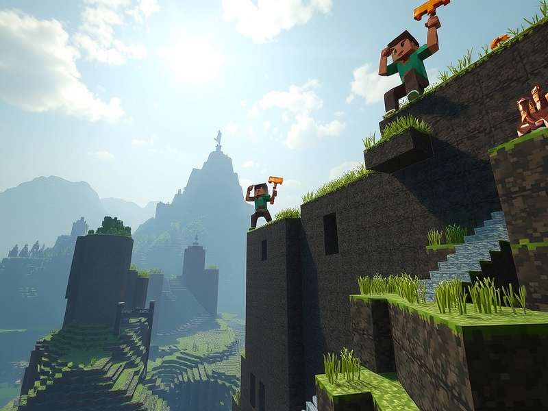 Advanced Minecraft parkour jumps showing precise block placement