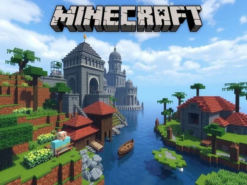 Minecraft gameplay showing different gamemodes including creative building and survival mining