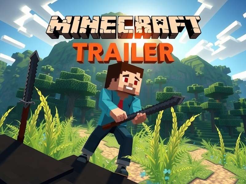 Minecraft cinematic trailer animation scene showing block world transformation