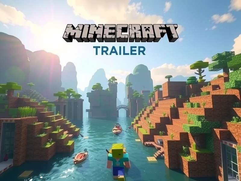 Minecraft gameplay scene showing a player building a structure during sunset