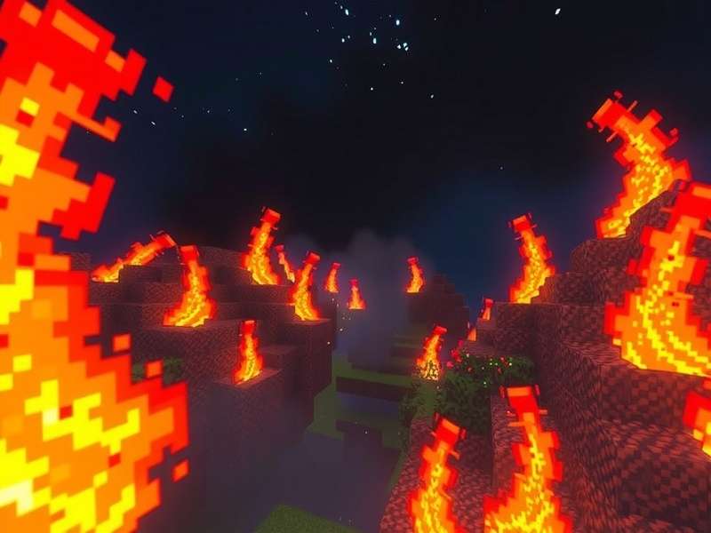 Detailed diagram showing Minecraft fire spread algorithm and block flammability ratings