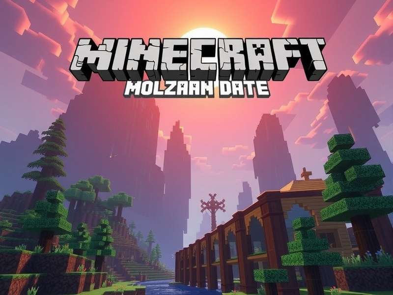 Minecraft landscape with blocks and trees