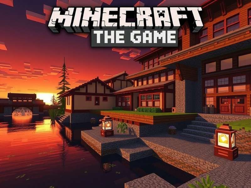 Minecraft The Game landscape with blocks and characters