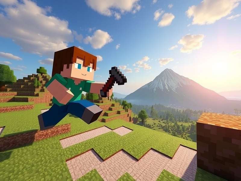 A stunning scene from a fan-made Minecraft trailer showing epic landscapes and custom builds