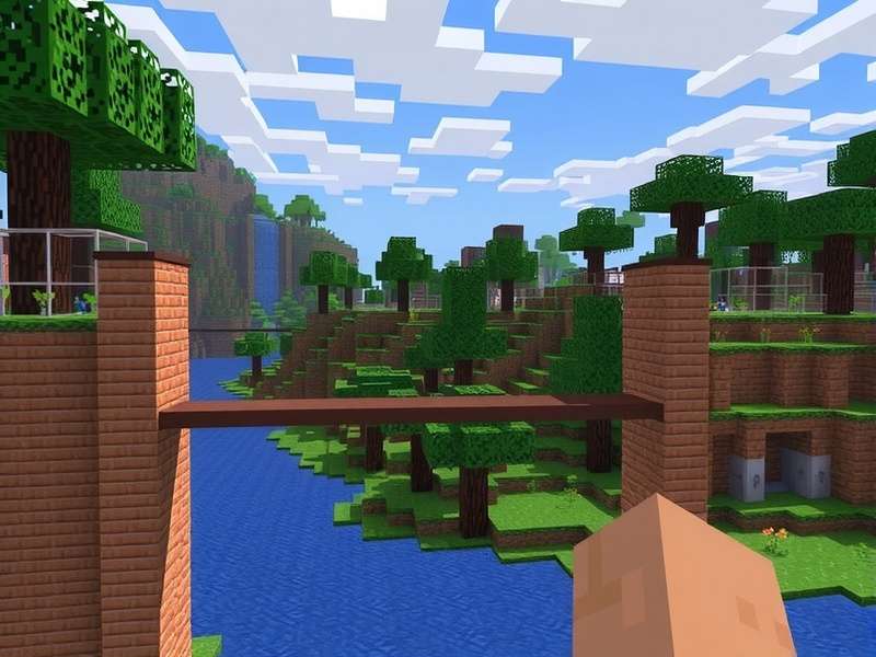 Futuristic concept of a holographic search interface inside Minecraft