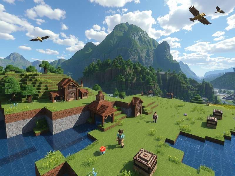 Minecraft Game running on multiple Microsoft platforms including Xbox, PC, and Mobile
