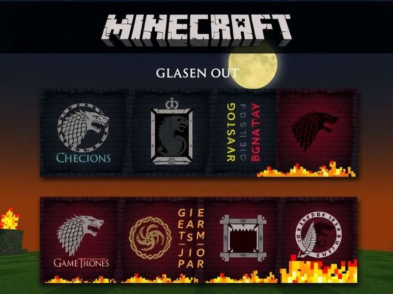 Minecraft castle with custom banners flying on towers