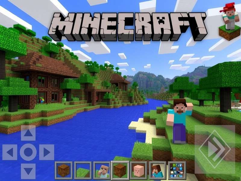 Minecraft creative building scene with blocks and landscapes