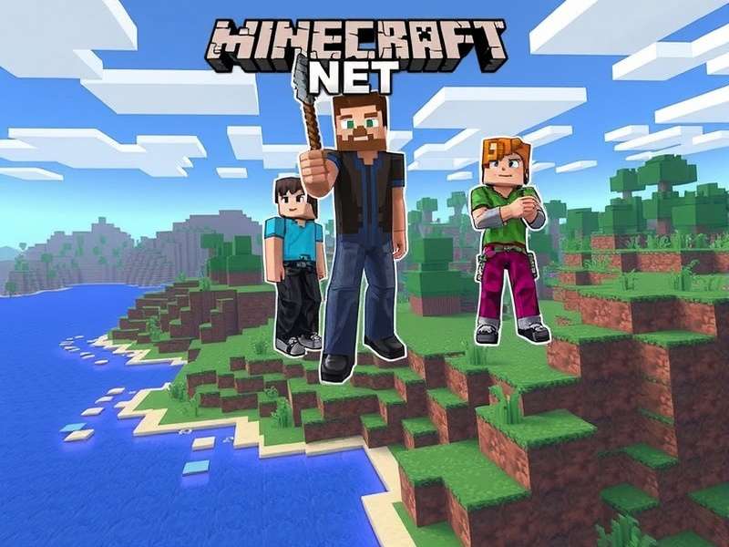 Minecraft players collaborating in a vibrant world