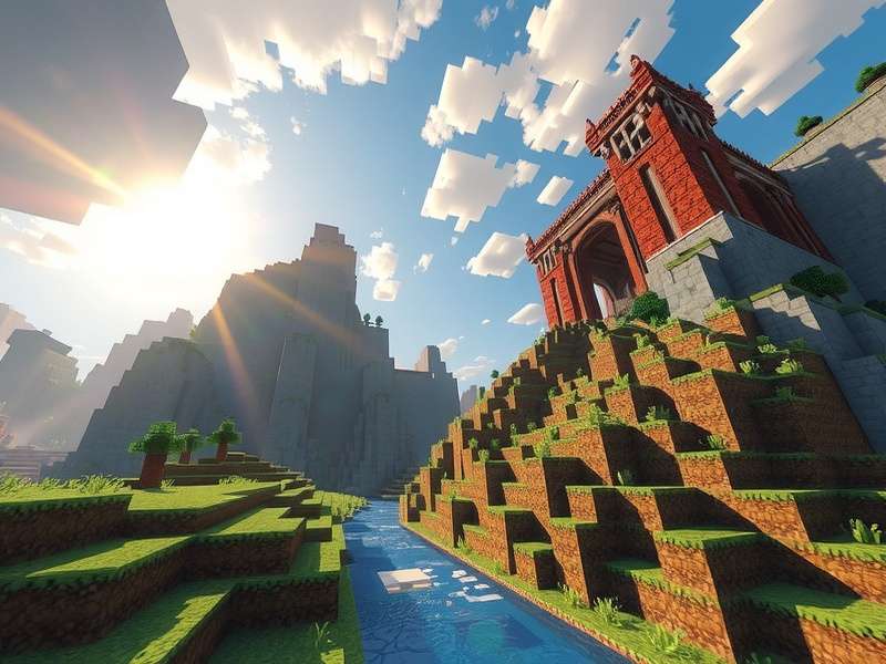 Minecraft gameplay on Xbox Series X with vibrant textures and complex builds