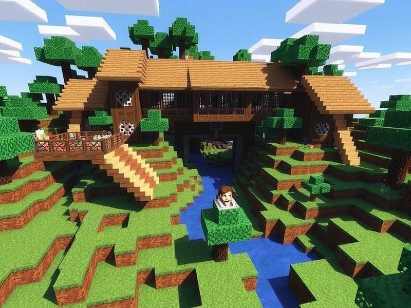 An intricate Minecraft build of a fantasy castle with gardens