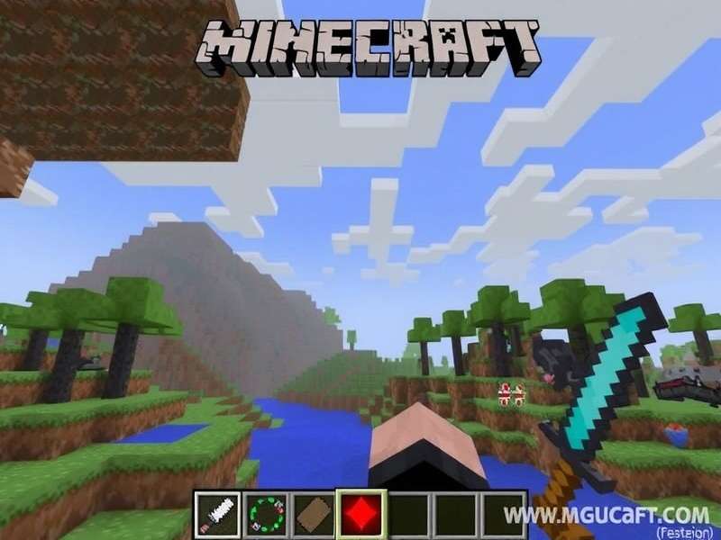 A player building a complex structure in Minecraft