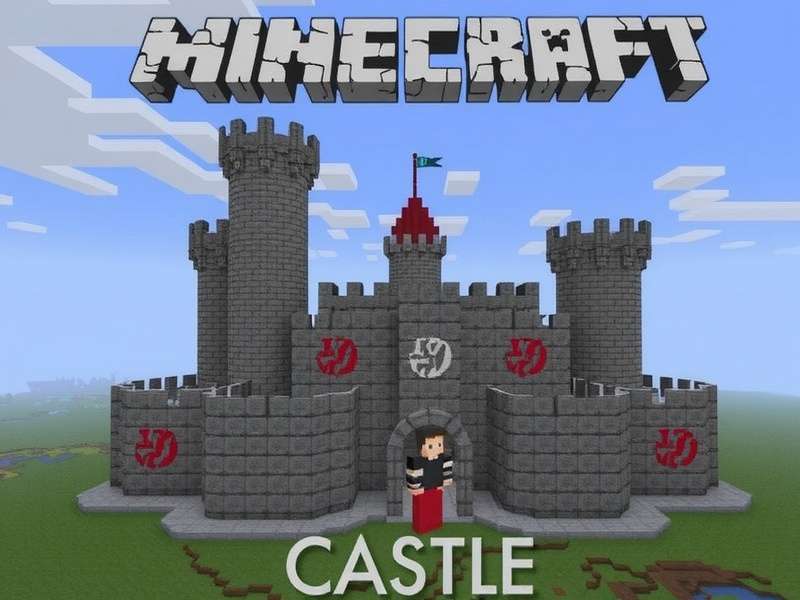 Minecraft Game of Thrones Castle built with stone bricks, banners, and torch lighting — complete tutorial walkthrough