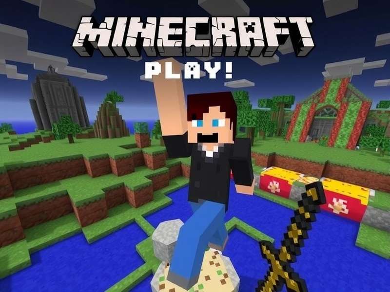 Minecraft Play Free – creative block building scene with grass and trees