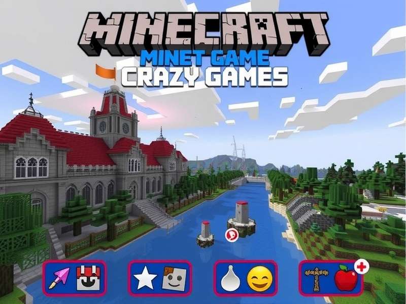 Minecraft Game Crazy Games – massive banner showing creeper, Steve, and crazy builds