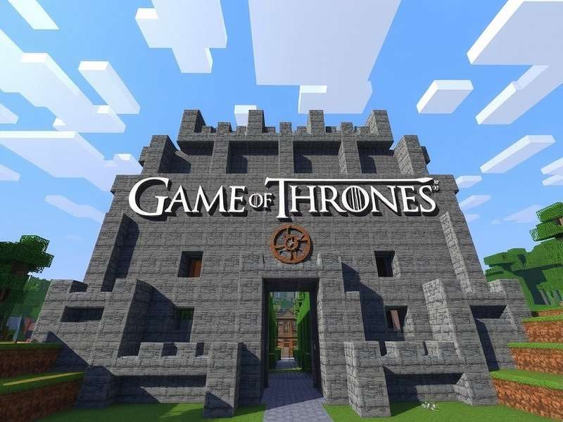Minecraft Game of Thrones Wall built with ice, stone and torches, towering over a snowy landscape