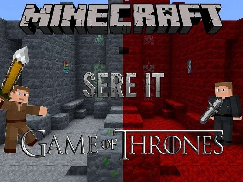Minecraft Game Of Thrones Texture Pack featuring Iron Throne and dragon in pixel art style